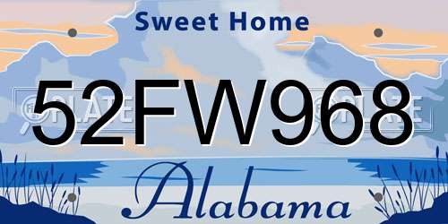 52FW968 Alabama License Plate