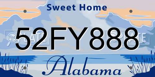 52FY888 Alabama License Plate