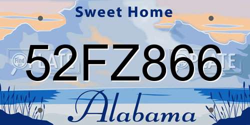 52FZ866 Alabama License Plate