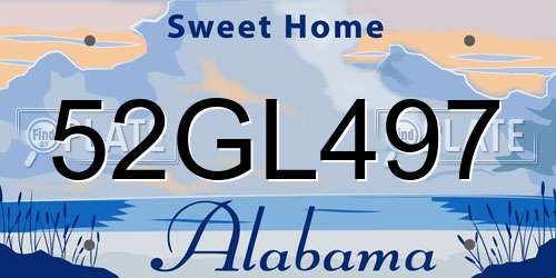 52GL497 Alabama License Plate