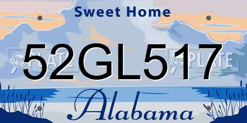52GL517 Alabama License Plate