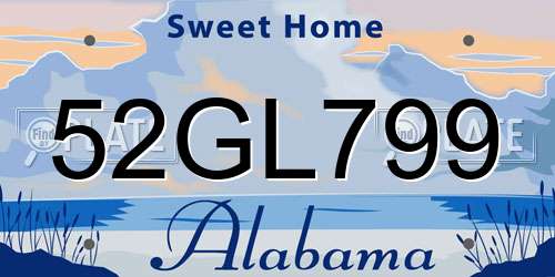 52GL799 Alabama License Plate