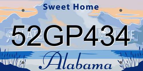 52GP434 Alabama License Plate