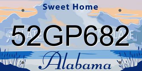 52GP682 Alabama License Plate