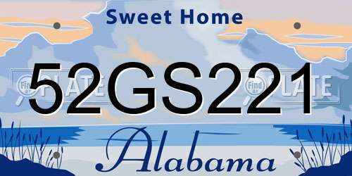 52GS221 Alabama License Plate