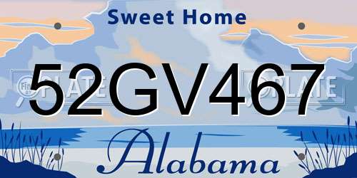 52GV467 Alabama License Plate
