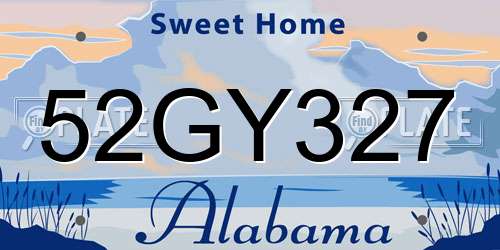 52GY327 Alabama License Plate