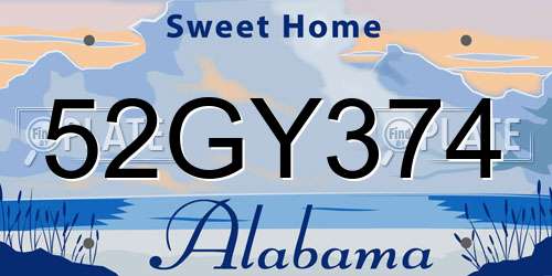 52GY374 Alabama License Plate