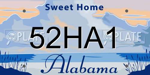 52HA1 Alabama License Plate