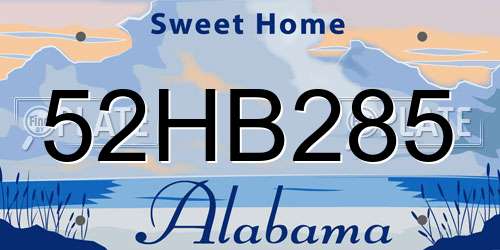 52HB285 Alabama License Plate