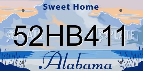 52HB411 Alabama License Plate