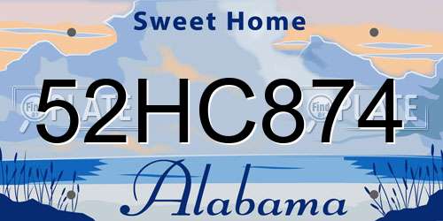 52HC874 Alabama License Plate