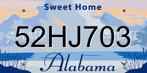 52HJ703 Alabama License Plate