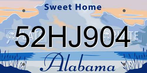 52HJ904 Alabama License Plate