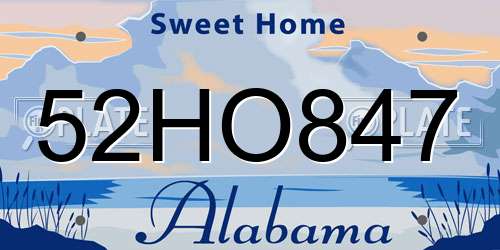 52HO847 Alabama License Plate