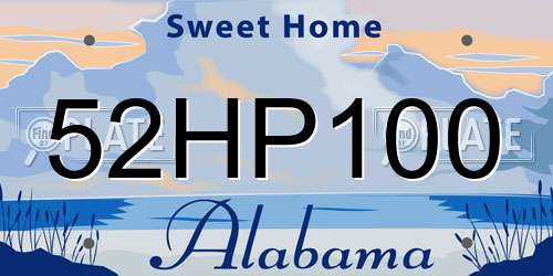 52HP100 Alabama License Plate