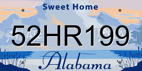 52HR199 Alabama License Plate