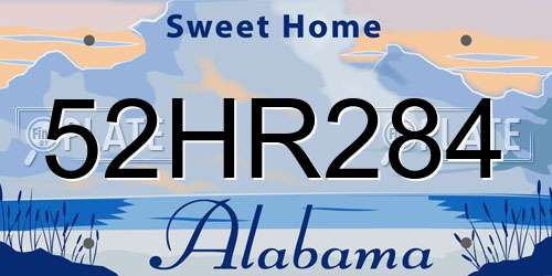 52HR284 Alabama License Plate
