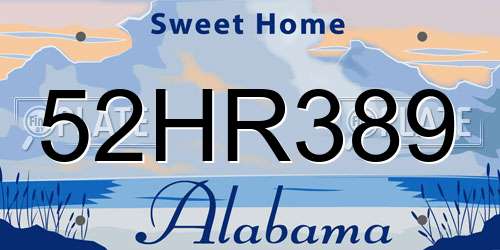 52HR389 Alabama License Plate