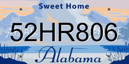 52HR806 Alabama License Plate