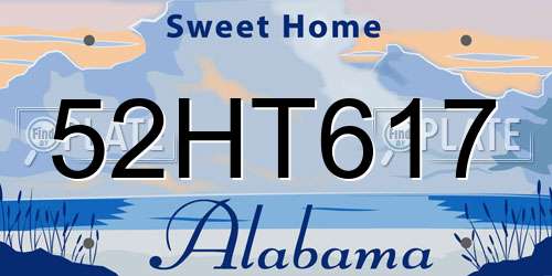 52HT617 Alabama License Plate
