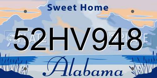 52HV948 Alabama License Plate