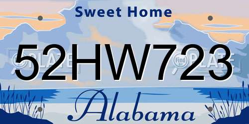 52HW723 Alabama License Plate
