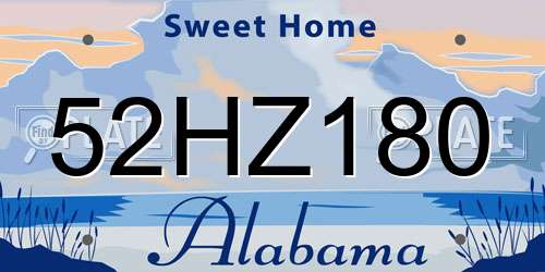 52HZ180 Alabama License Plate