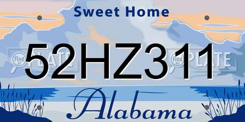 52HZ311 Alabama License Plate
