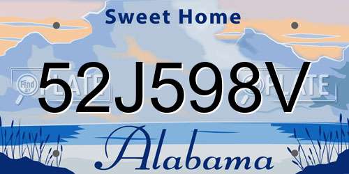 52J598V Alabama License Plate