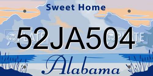 52JA504 Alabama License Plate