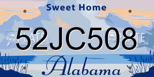 52JC508 Alabama License Plate
