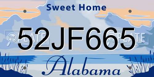 52JF665 Alabama License Plate