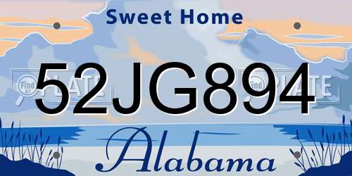 52JG894 Alabama License Plate
