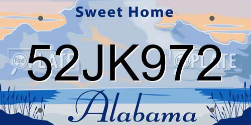52JK972 Alabama License Plate
