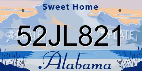 52JL821 Alabama License Plate
