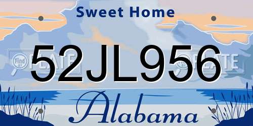 52JL956 Alabama License Plate