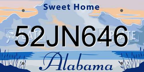 52JN646 Alabama License Plate