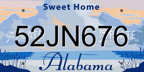 52JN676 Alabama License Plate