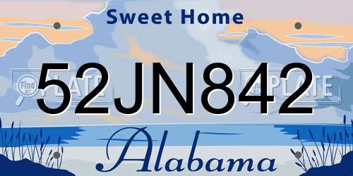 52JN842 Alabama License Plate