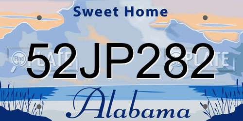 52JP282 Alabama License Plate