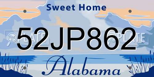 52JP862 Alabama License Plate