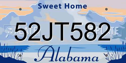 52JT582 Alabama License Plate