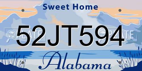 52JT594 Alabama License Plate