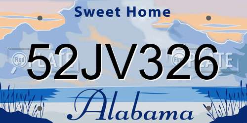 52JV326 Alabama License Plate