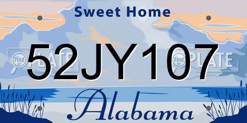 52JY107 Alabama License Plate