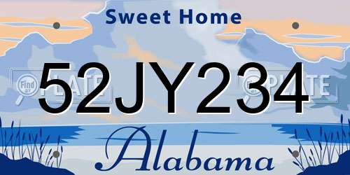52JY234 Alabama License Plate
