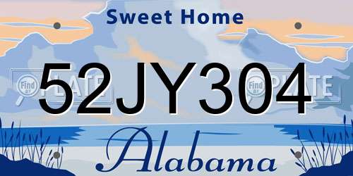 52JY304 Alabama License Plate