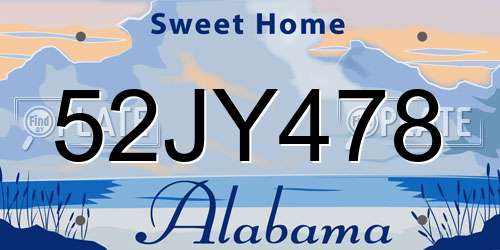 52JY478 Alabama License Plate