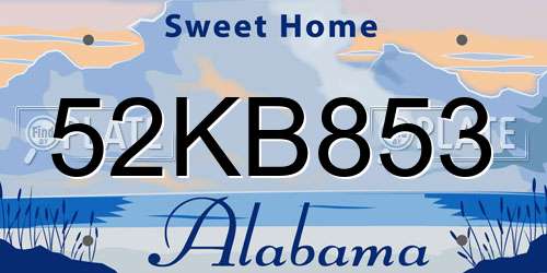 52KB853 Alabama License Plate